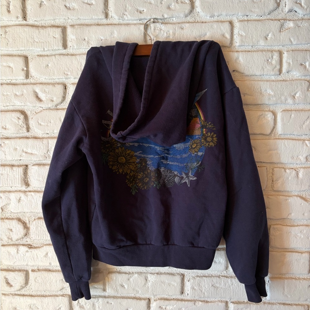 Navy California Sweatshirt with Floral Sunset Print